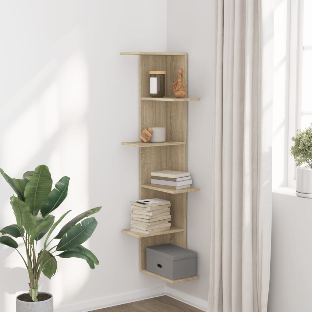 Scaffale Angolare Muro Rovere Sonoma 36,5x36,5x140 cm Legno | homemem39