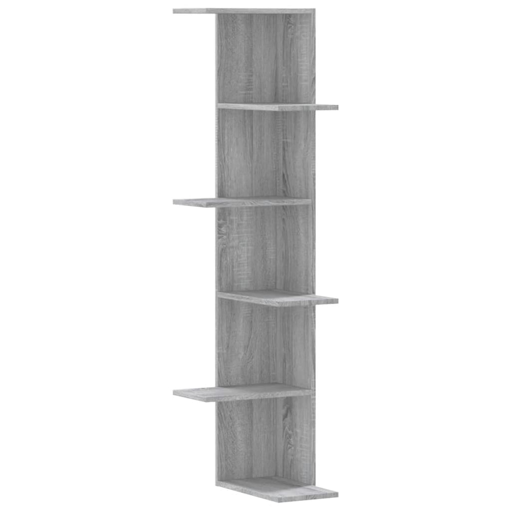 Scaffale Angolare Muro Grigio Sonoma 36,5x36,5x140 cm Legno | homemem39