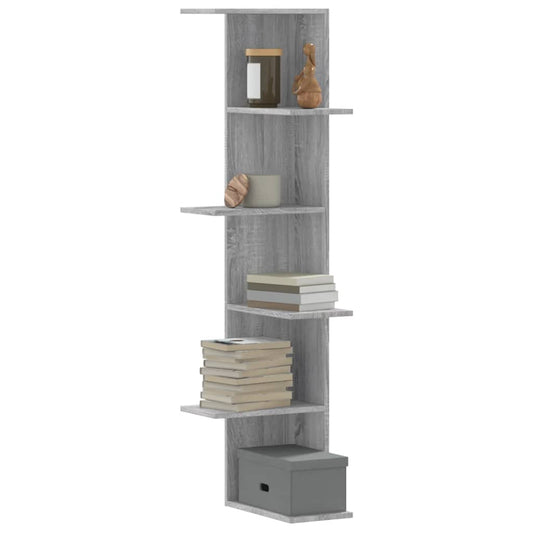 Scaffale Angolare Muro Grigio Sonoma 36,5x36,5x140 cm Legno | homemem39