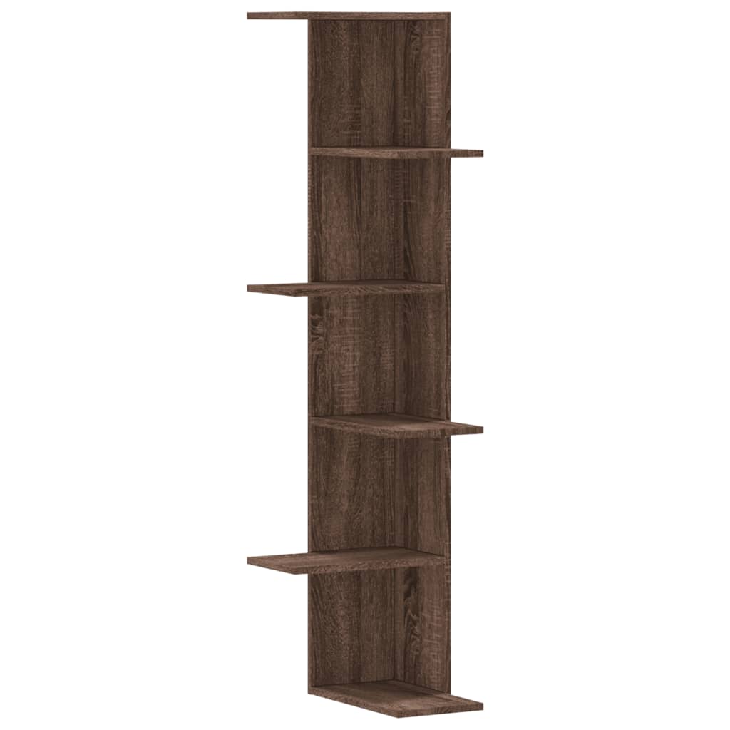Scaffale Angolare Muro Rovere Marrone 36,5x36,5x140 cm Legno | homemem39