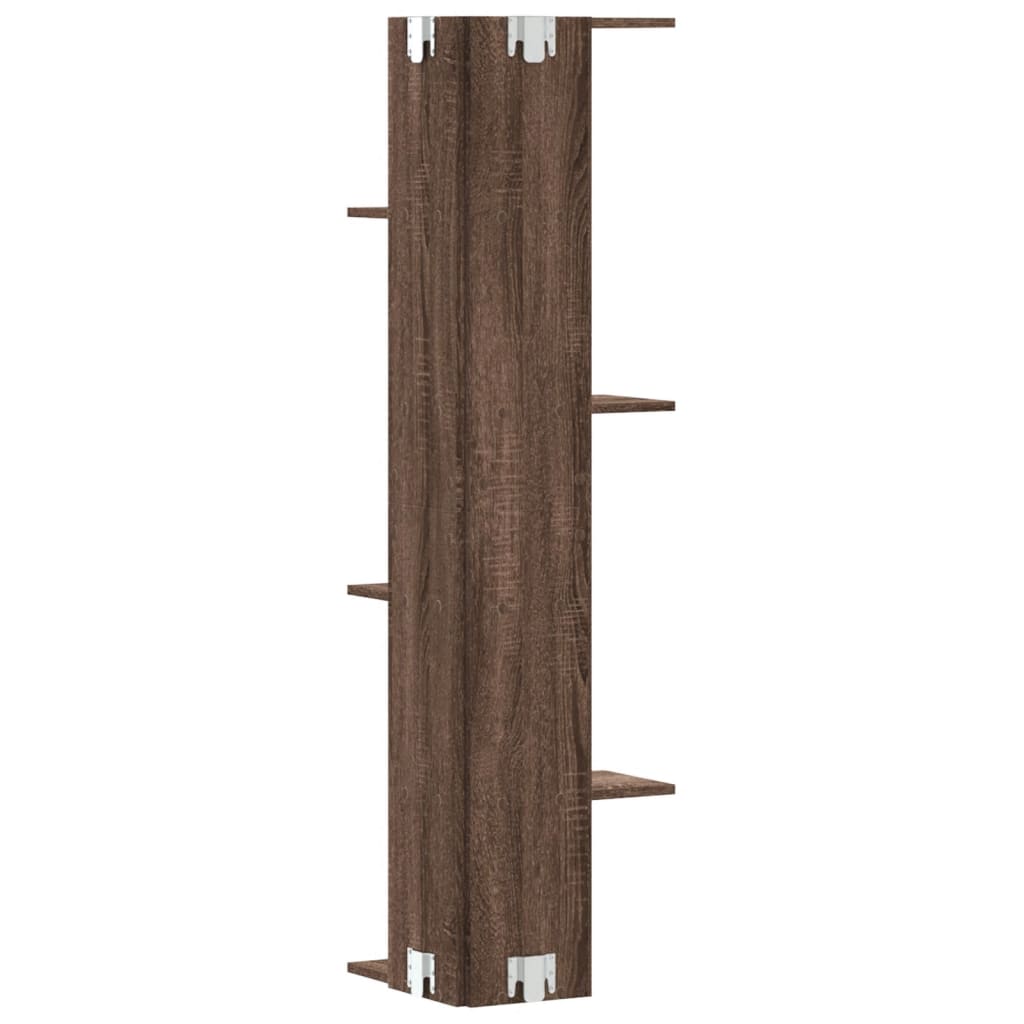 Scaffale Angolare Muro Rovere Marrone 36,5x36,5x140 cm Legno | homemem39