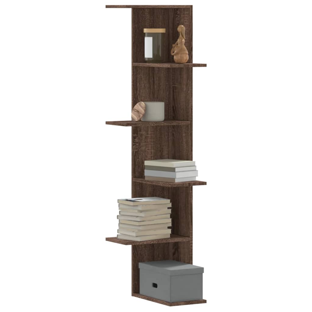 Scaffale Angolare Muro Rovere Marrone 36,5x36,5x140 cm Legno | homemem39