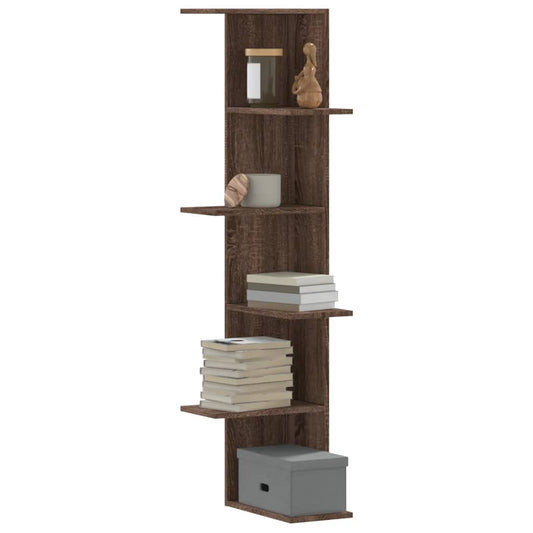 Scaffale Angolare Muro Rovere Marrone 36,5x36,5x140 cm Legno | homemem39