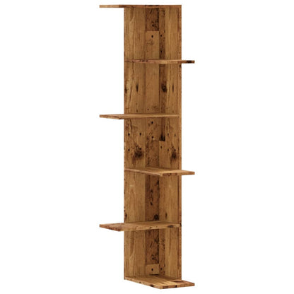 Scaffale Angolare Muro Legno Antico 36,5x36,5x140cm Multistrato | homemem39