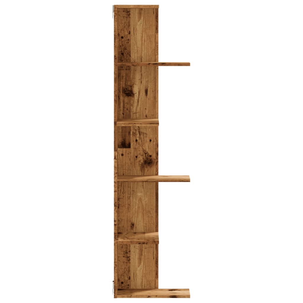 Scaffale Angolare Muro Legno Antico 36,5x36,5x140cm Multistrato | homemem39