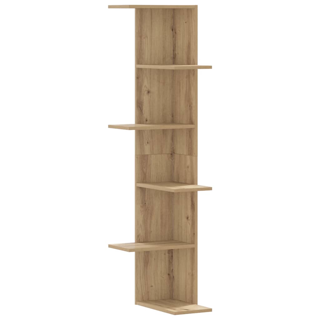 Scaffale Angolare Muro Rovere Artigianale 36,5x36,5x140cm Legno | homemem39