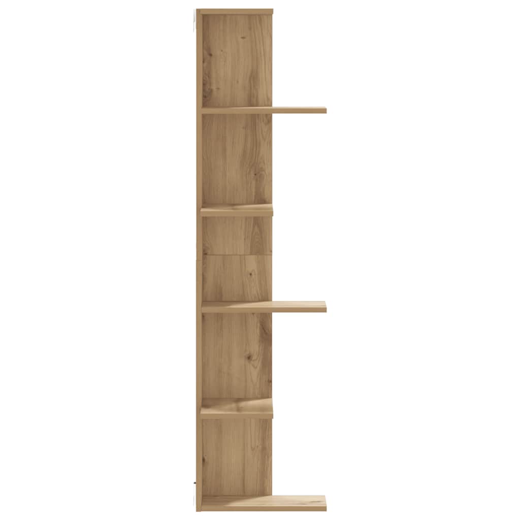 Scaffale Angolare Muro Rovere Artigianale 36,5x36,5x140cm Legno