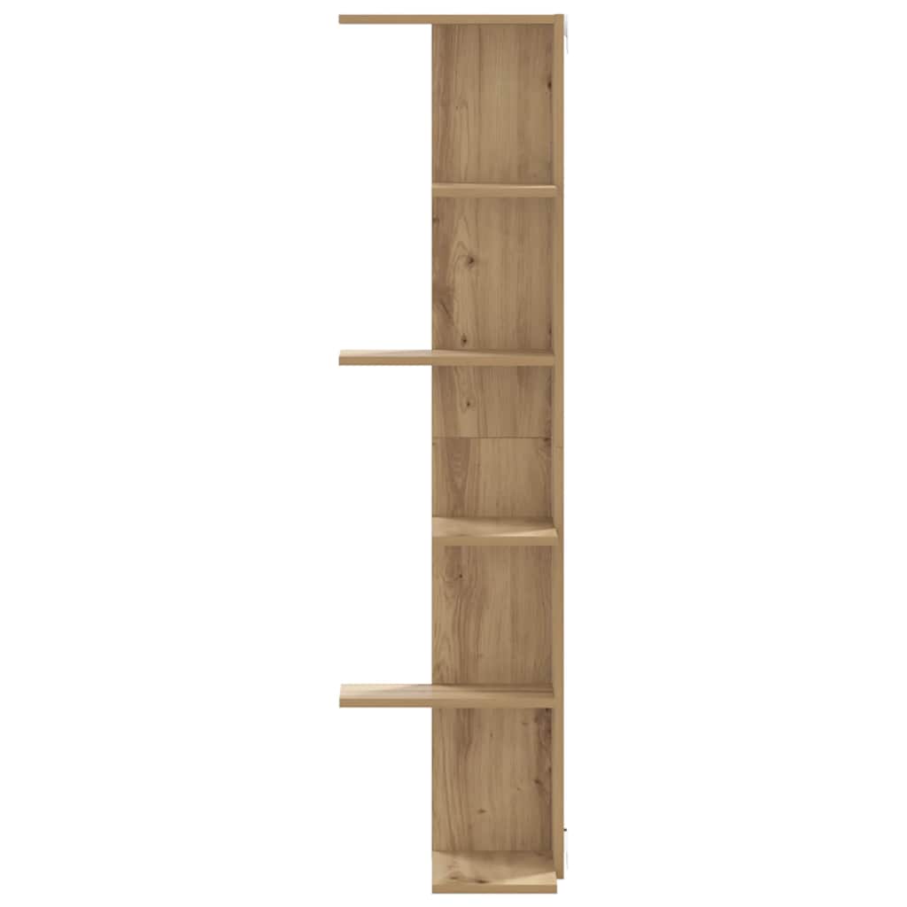Scaffale Angolare Muro Rovere Artigianale 36,5x36,5x140cm Legno