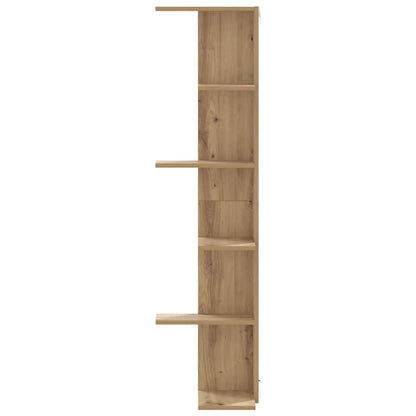 Scaffale Angolare Muro Rovere Artigianale 36,5x36,5x140cm Legno