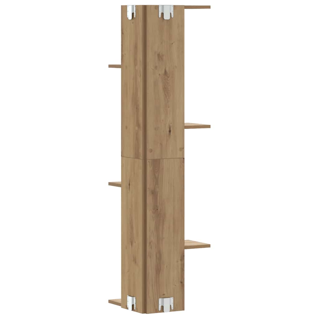 Scaffale Angolare Muro Rovere Artigianale 36,5x36,5x140cm Legno | homemem39