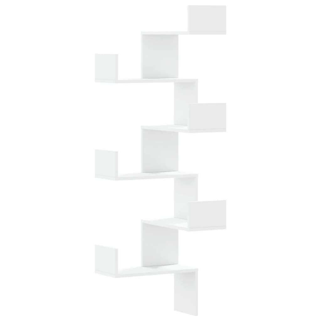 Scaffale Angolare Muro Bianco 45x45x147 cm Legno Multistrato | homemem39