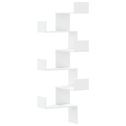 Scaffale Angolare Muro Bianco 45x45x147 cm Legno Multistrato | homemem39