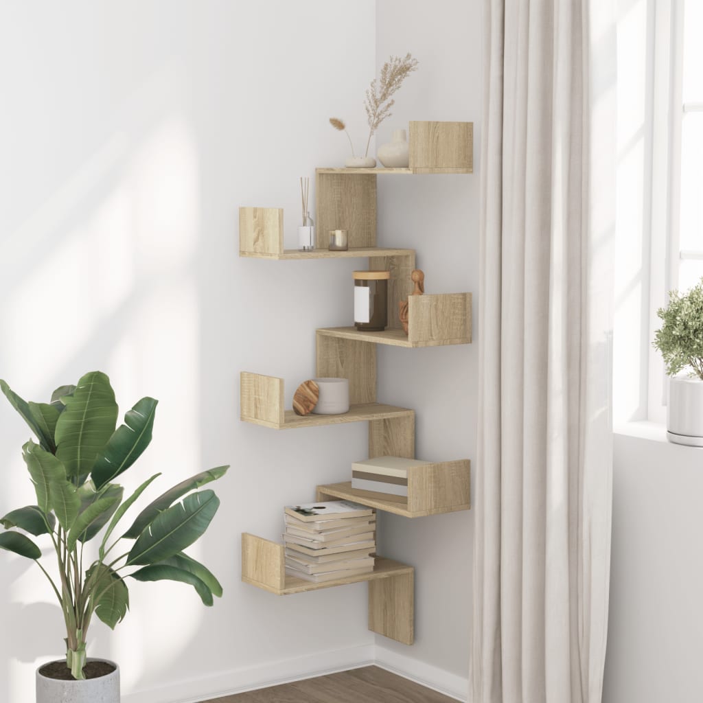 Scaffale Angolare a Muro Sonoma 45x45x147 cm Legno Multistrato | homemem39