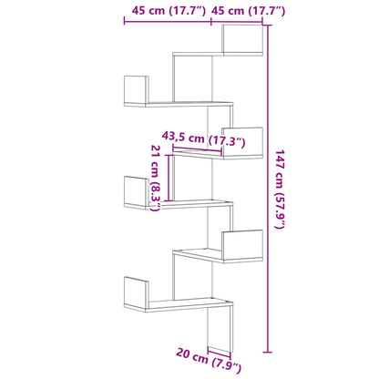 Scaffale Angolare a Muro Sonoma 45x45x147 cm Legno Multistrato | homemem39