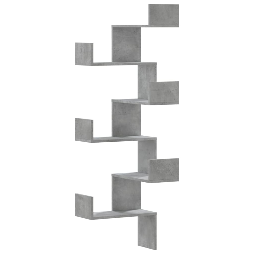 Scaffale Angolare a Muro Grigio Cemento 45x45x147cm Multistrato | homemem39