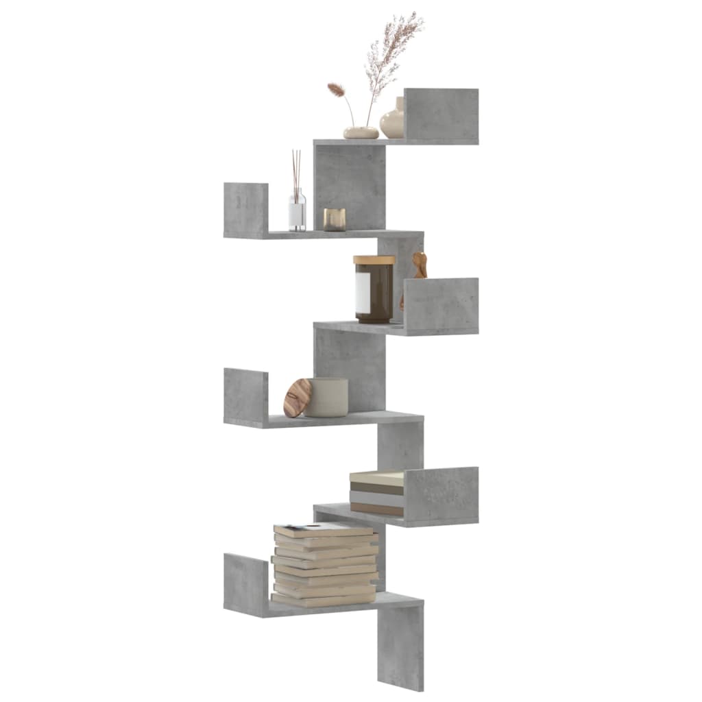 Scaffale Angolare a Muro Grigio Cemento 45x45x147cm Multistrato | homemem39