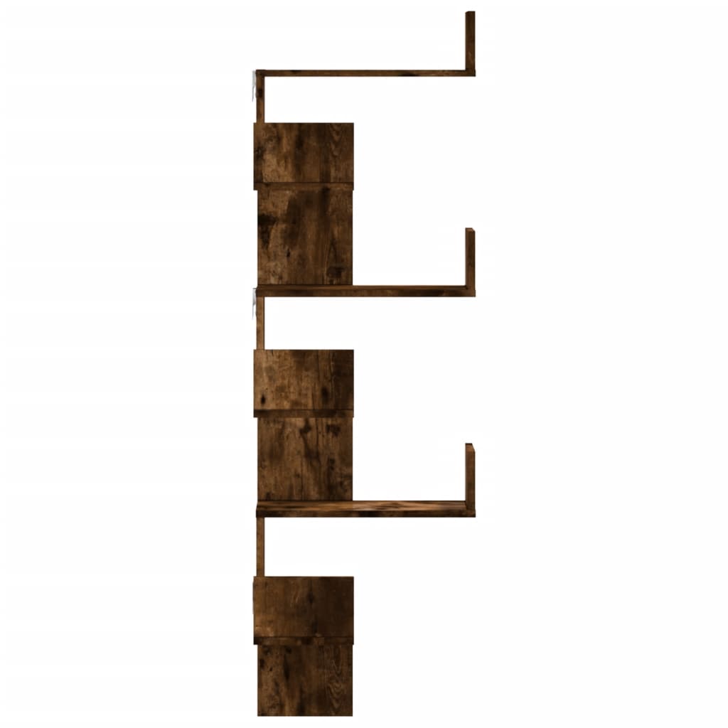 Scaffale Angolare a Muro Rovere Fumo 45x45x147 cm Multistrato | homemem39