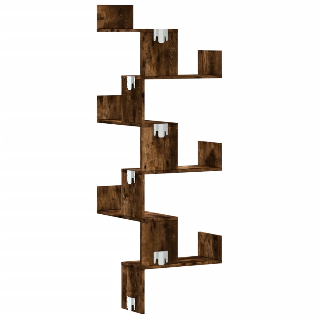 Scaffale Angolare a Muro Rovere Fumo 45x45x147 cm Multistrato | homemem39