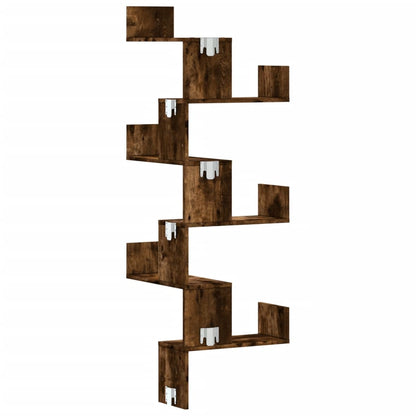 Scaffale Angolare a Muro Rovere Fumo 45x45x147 cm Multistrato | homemem39