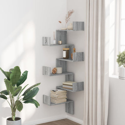 Scaffale Angolare Muro Grigio Sonoma 45x45x147 cm Multistrato | homemem39