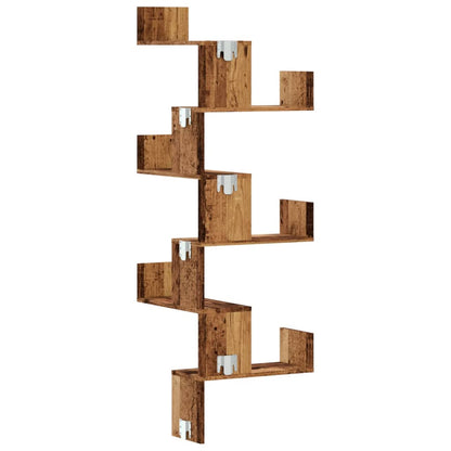 Scaffale Angolare Muro Legno Antico 45x45x147 cm Multistrato | homemem39
