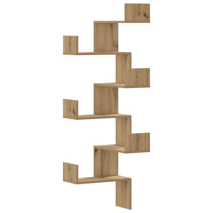 Scaffale Angolare Muro Rovere Artigianale 45x45x147 cm Legno