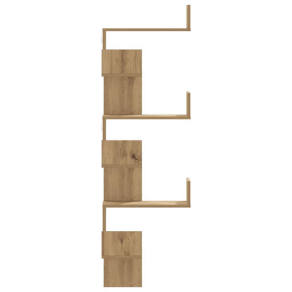 Scaffale Angolare Muro Rovere Artigianale 45x45x147 cm Legno