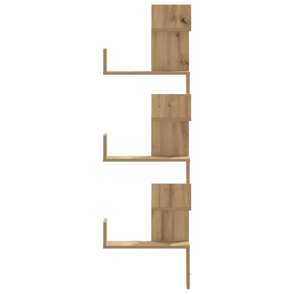 Scaffale Angolare Muro Rovere Artigianale 45x45x147 cm Legno
