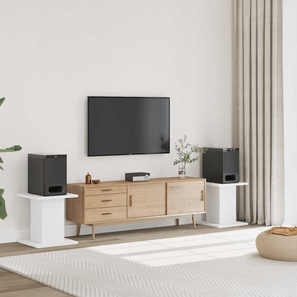 Supporti Altoparlanti 2 pz Bianchi 30x30x40cm Legno Multistrato - homemem39