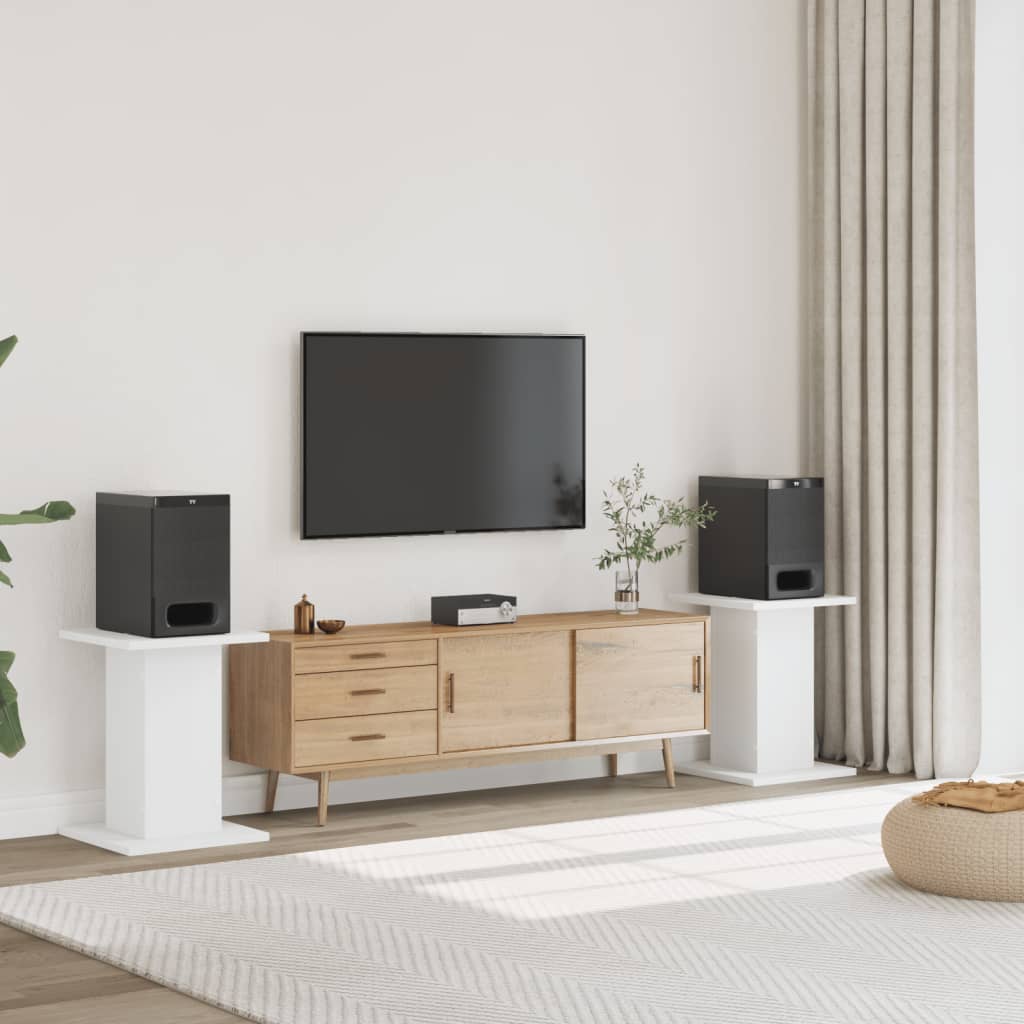 Supporti Altoparlanti 2 pz Bianchi 30x30x40cm Legno Multistrato - homemem39