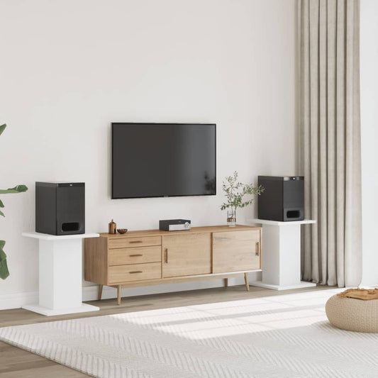 Supporti Altoparlanti 2 pz Bianchi 30x30x40cm Legno Multistrato - homemem39