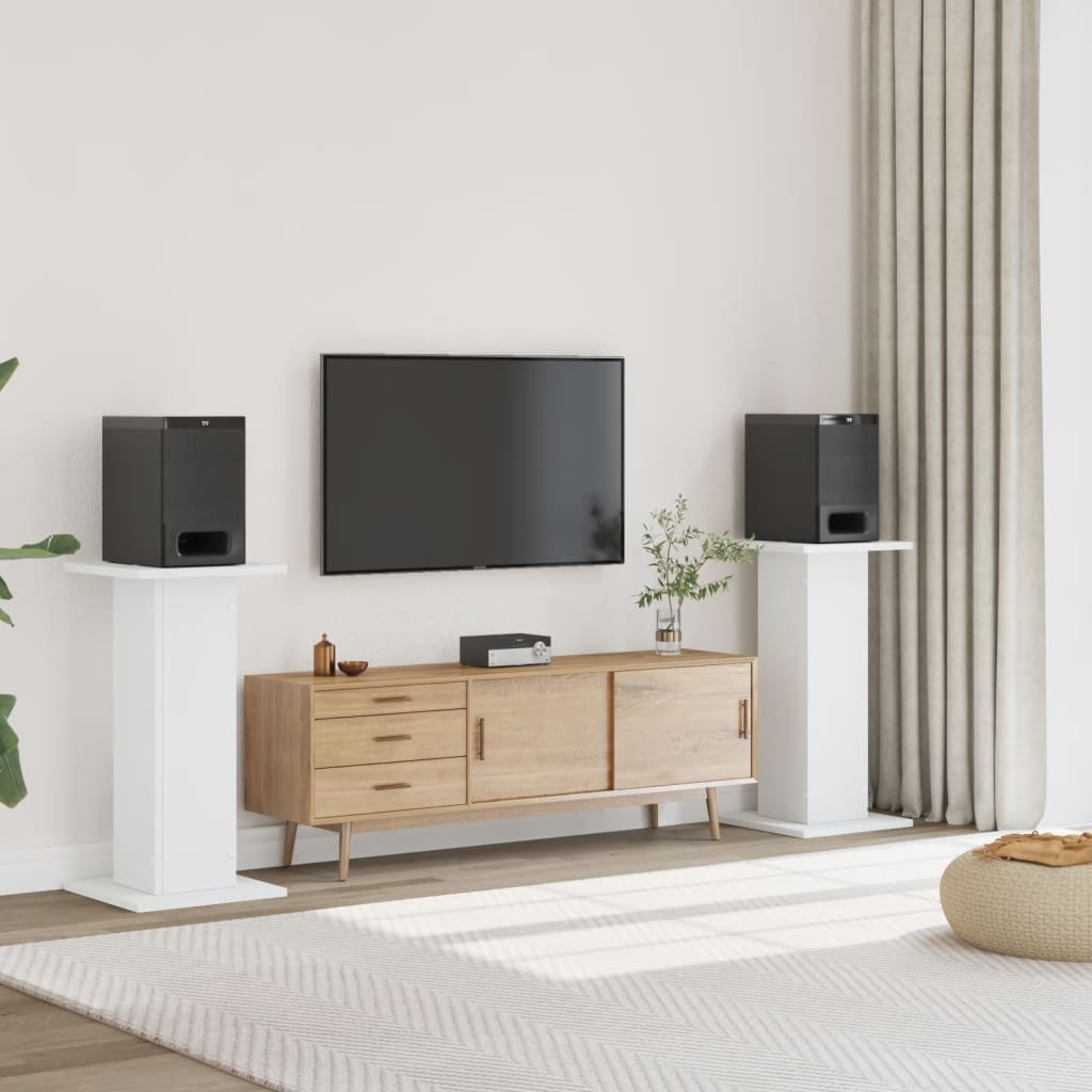 Supporti Altoparlanti 2 pz Bianchi 30x30x80cm Legno Multistrato - homemem39