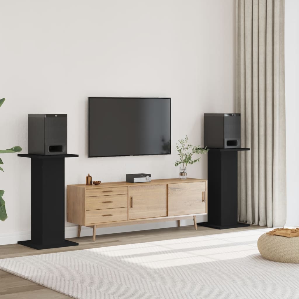 Supporti Altoparlanti 2 pz Neri 30x30x80cm in Legno Multistrato - homemem39