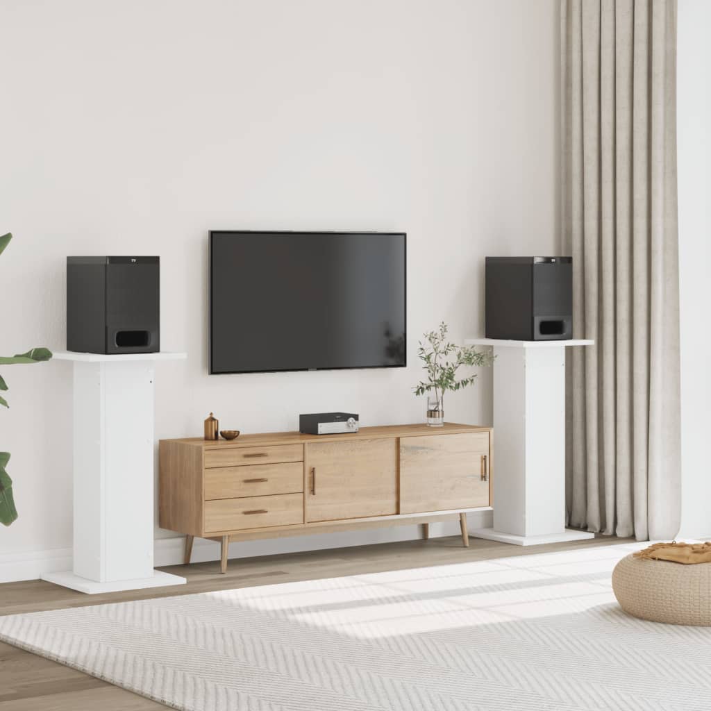 Supporti Altoparlanti 2 pz Bianchi 30x30x95cm Legno Multistrato - homemem39