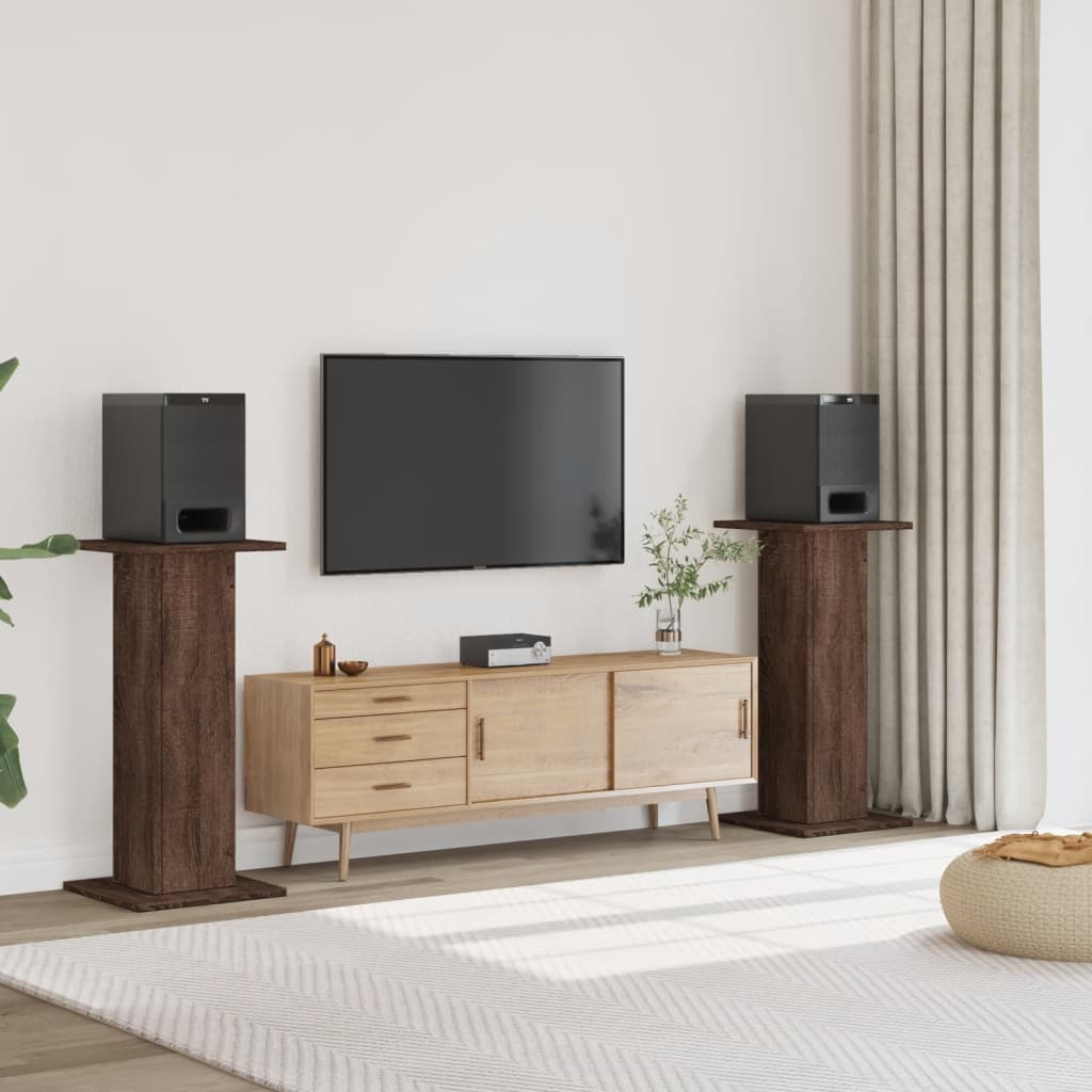 Supporti Altoparlanti 2 pz Marrone 30x30x95cm Legno Multistrato - homemem39