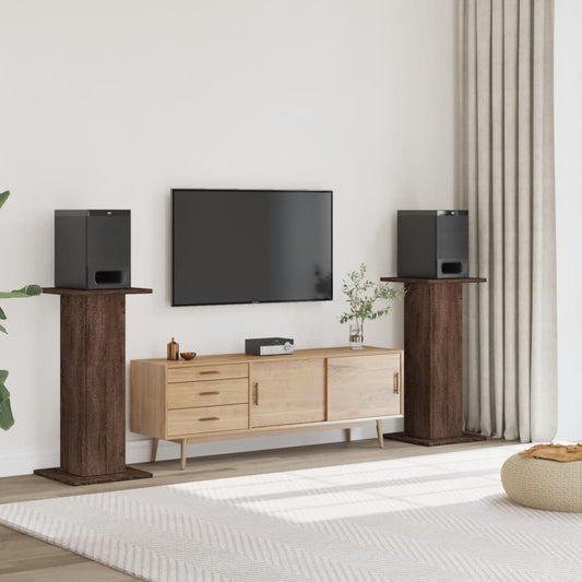 Supporti Altoparlanti 2 pz Marrone 30x30x95cm Legno Multistrato - homemem39