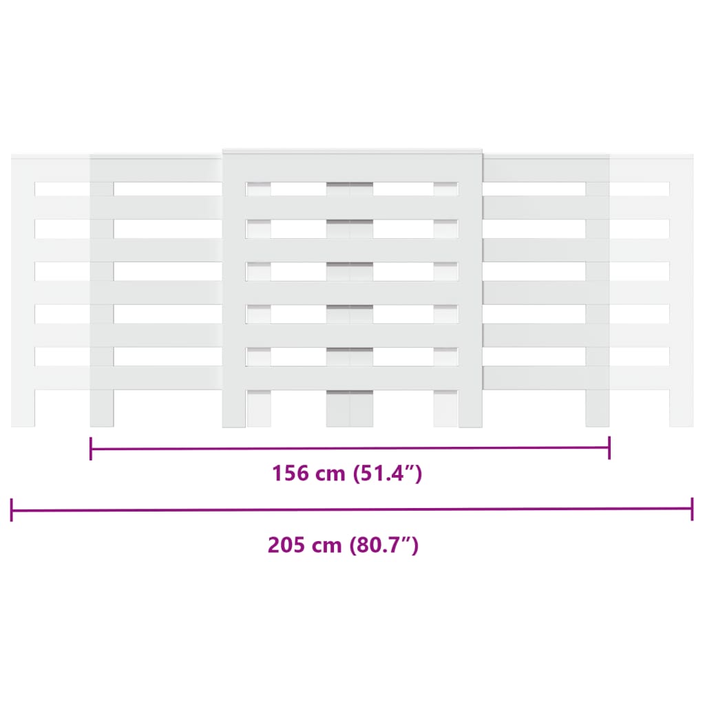 Copertura Termosifone Bianca 205x21,5x83,5 cm Legno Multistrato - homemem39