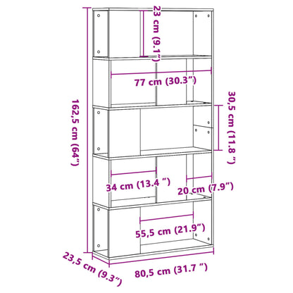 Libreria 5 Ripiani Bianca 80,5x23,5x162,5cm Legno Multistrato