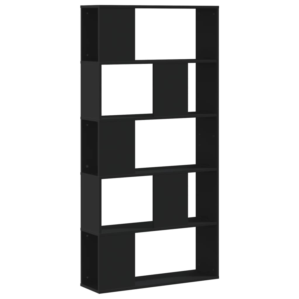 Libreria 5 Ripiani Nera 80,5x23,5x162,5cm in Legno Multistrato - homemem39