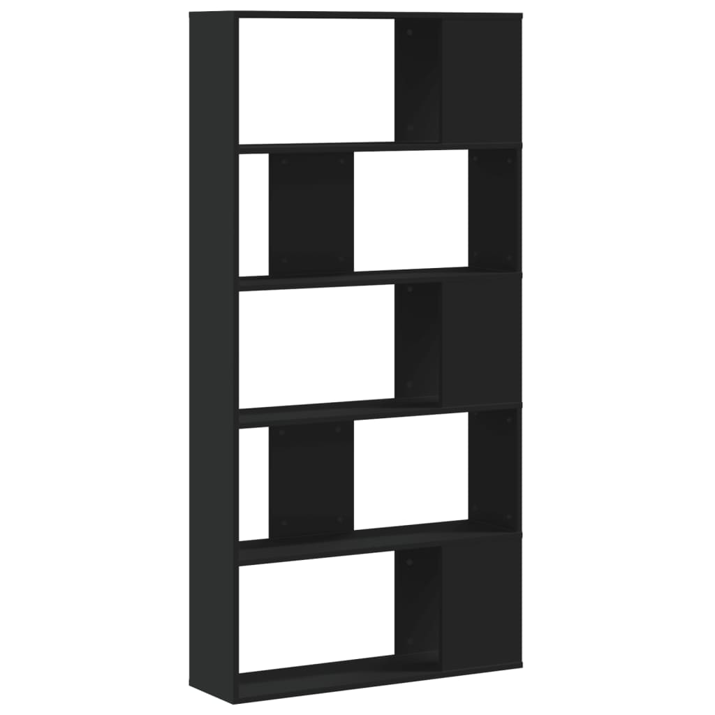 Libreria 5 Ripiani Nera 80,5x23,5x162,5cm in Legno Multistrato - homemem39