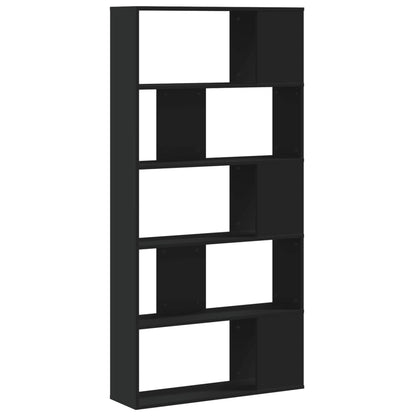 Libreria 5 Ripiani Nera 80,5x23,5x162,5cm in Legno Multistrato - homemem39