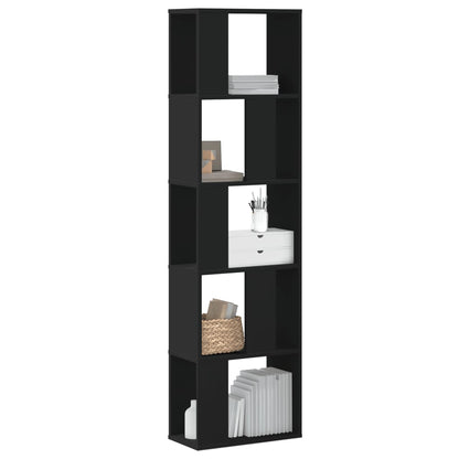 Libreria 5 Ripiani Nera 45x23,5x162,5cm in Legno Multistrato