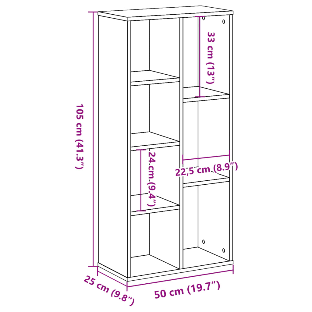 Libreria Nera 50x25x105 cm in Legno Multistrato