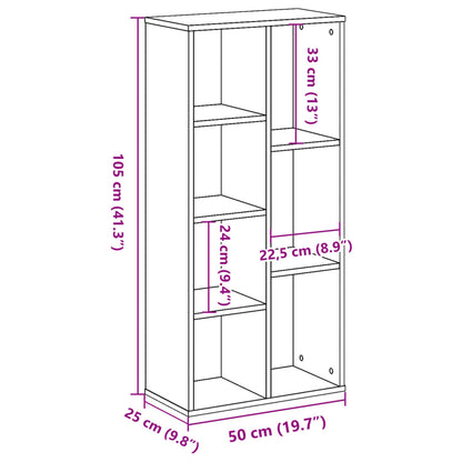 Libreria Nera 50x25x105 cm in Legno Multistrato