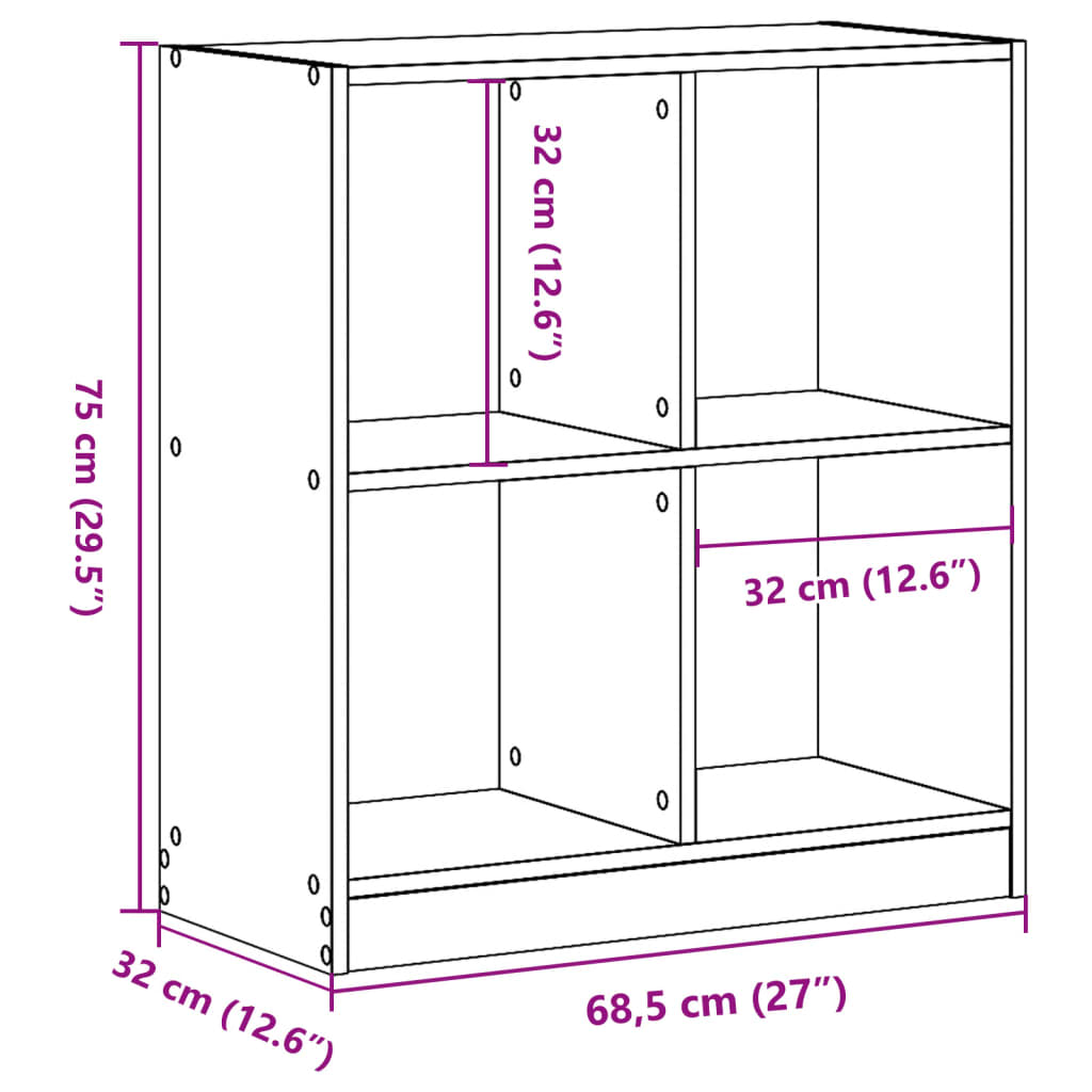 Libreria Bianca 68,5x32x75 cm in Legno Multistrato