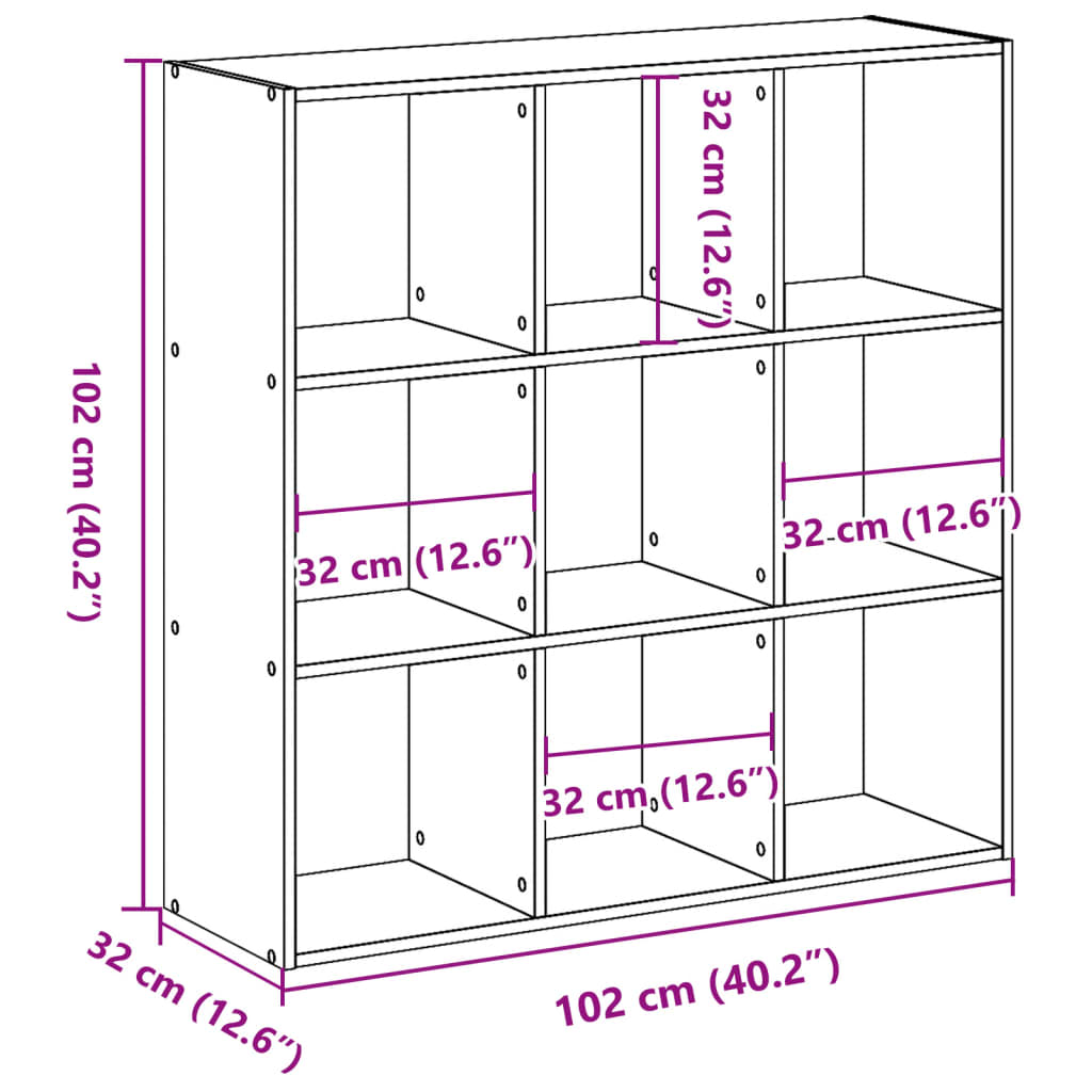 Libreria Nera 102x32x102 cm in Legno Multistrato