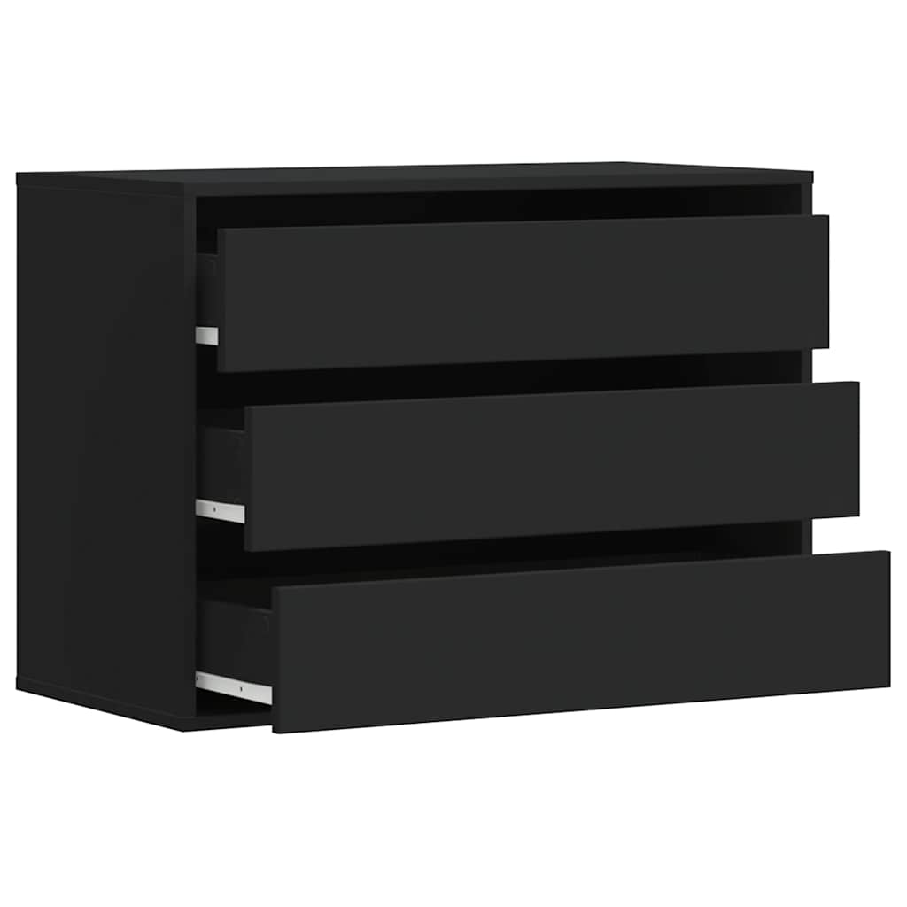 Cassettiera Angolare Nera 80x41x58 cm in Legno Multistrato - homemem39