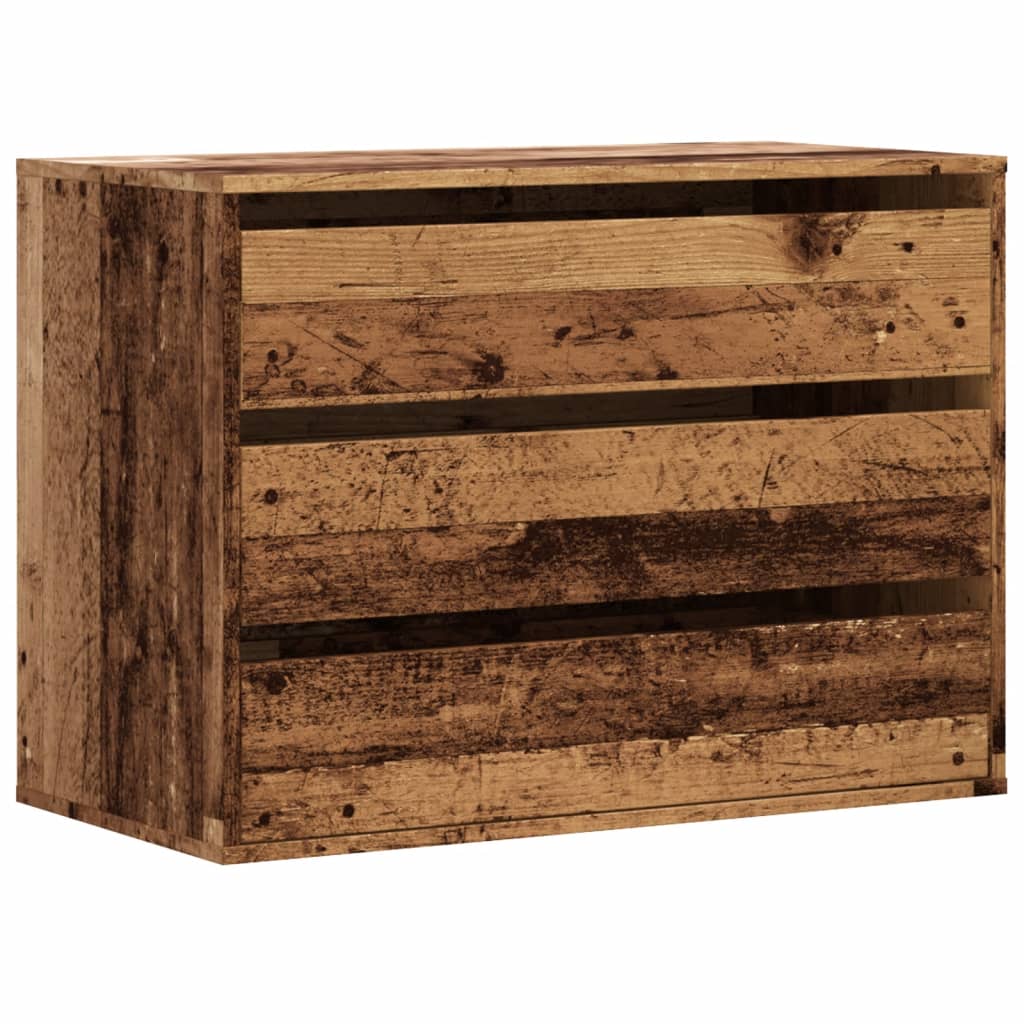 Cassettiera Angolare Legno Antico 80x41x58 cm Legno Multistrato - homemem39