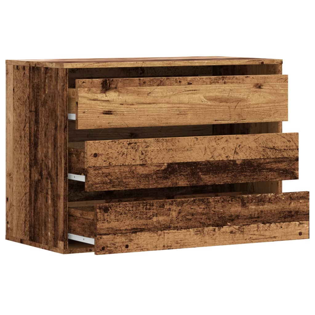 Cassettiera Angolare Legno Antico 80x41x58 cm Legno Multistrato - homemem39