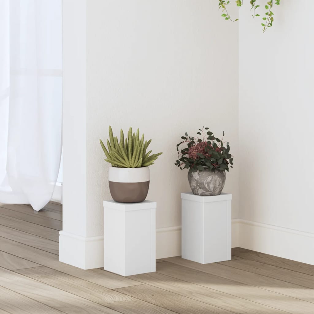 Supporti per Piante 2 pz Bianchi 10x10x18 cm Legno Multistrato | homemem39